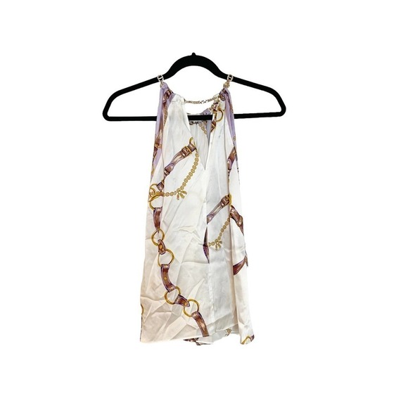 L’agence Chain Silk Halterneck Pullover Top Sleeveless Purple Size M NWOT - Picture 6 of 8